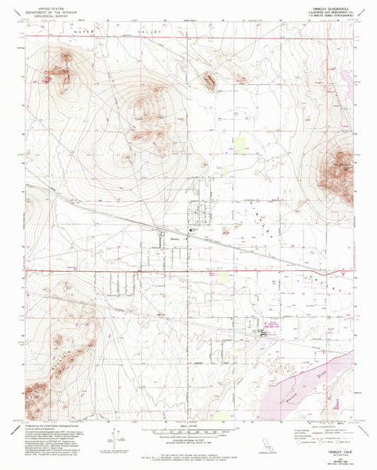 Classic USGS Hinkley California 7.5'x7.5' Topo Map Image