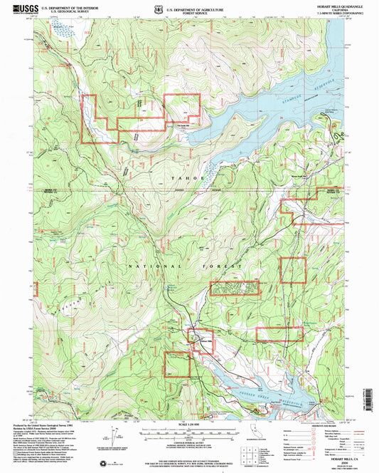 Classic USGS Hobart Mills California 7.5'x7.5' Topo Map Image
