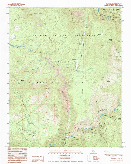 Classic USGS Hockett Peak California 7.5'x7.5' Topo Map Image