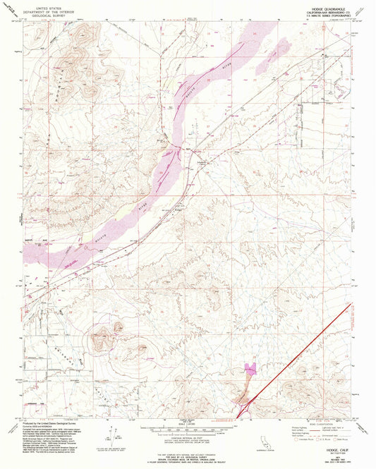Classic USGS Hodge California 7.5'x7.5' Topo Map Image