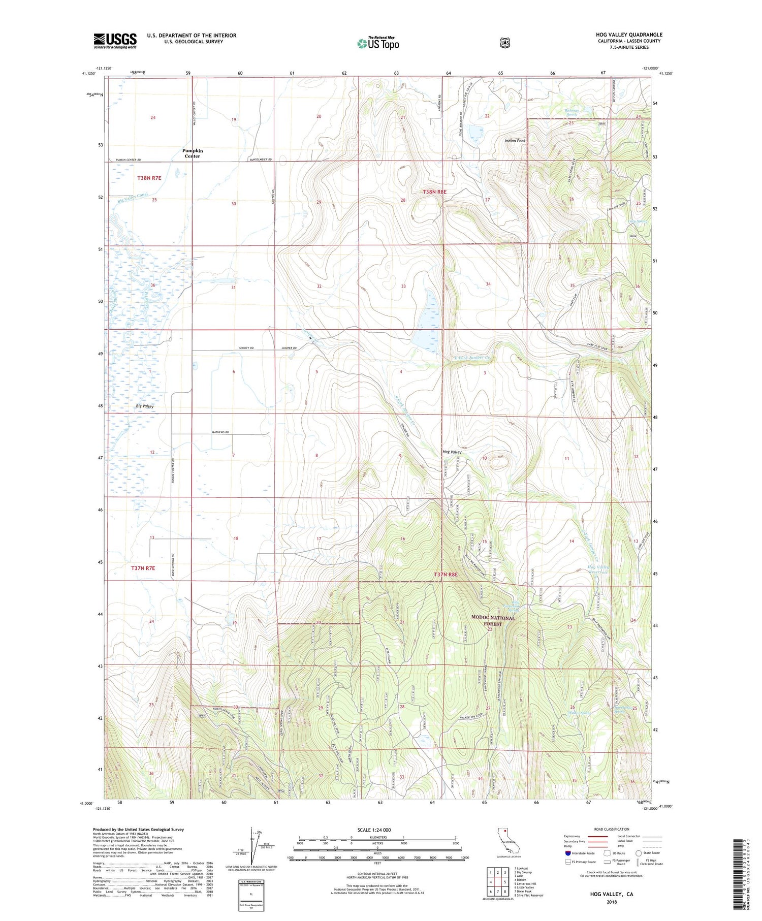 Hog Valley California US Topo Map Image