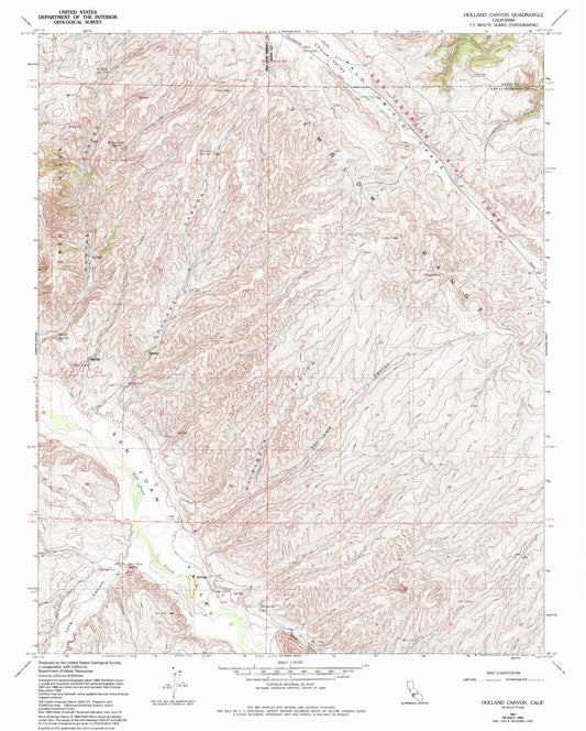 Classic USGS Holland Canyon California 7.5'x7.5' Topo Map Image