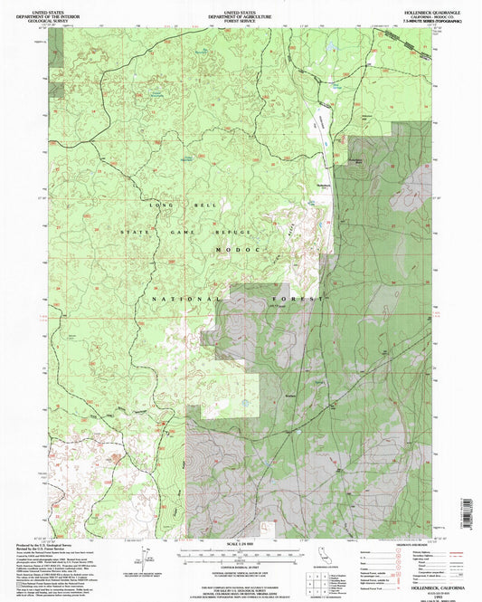Classic USGS Hollenbeck California 7.5'x7.5' Topo Map Image