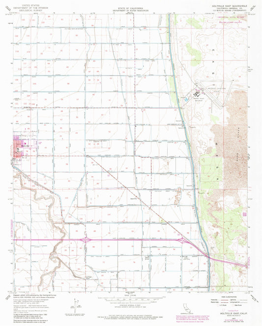 Classic USGS Holtville East California 7.5'x7.5' Topo Map Image