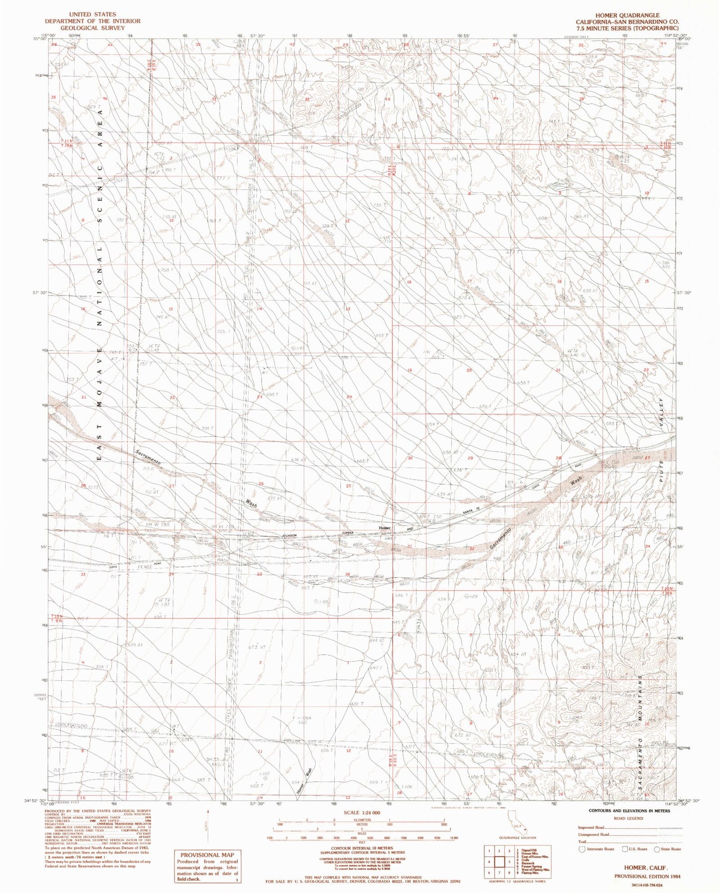 Classic USGS Homer California 7.5'x7.5' Topo Map Image