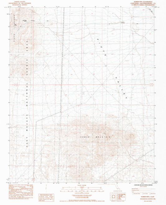 Classic USGS Homer Mountain California 7.5'x7.5' Topo Map Image