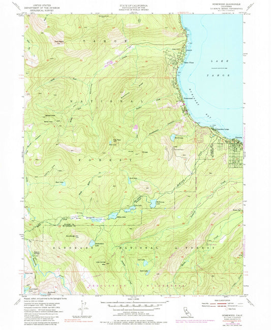 USGS Classic Homewood California 7.5'x7.5' Topo Map Image