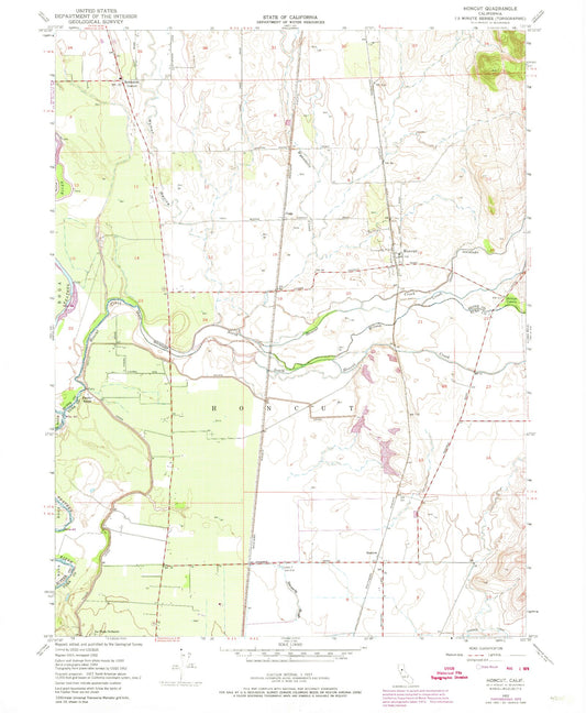 Classic USGS Honcut California 7.5'x7.5' Topo Map Image