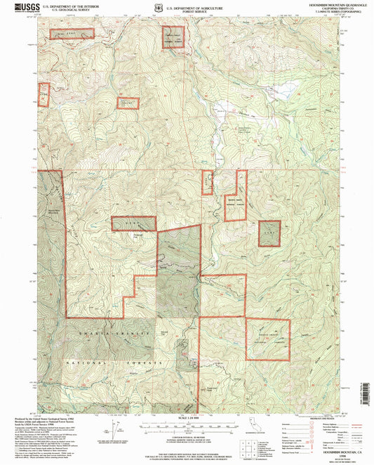 Classic USGS Hoosimbim Mountain California 7.5'x7.5' Topo Map Image