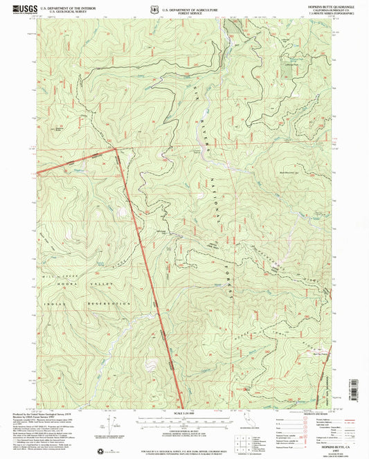 Classic USGS Hopkins Butte California 7.5'x7.5' Topo Map Image