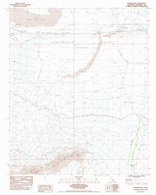 Classic USGS Hopkins Well California 7.5'x7.5' Topo Map Image