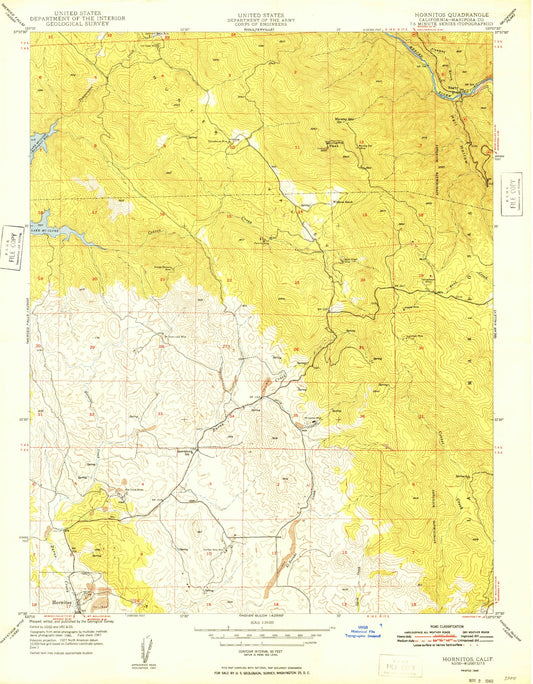 Classic USGS Hornitos California 7.5'x7.5' Topo Map Image