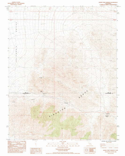 Classic USGS Horse Thief Springs California 7.5'x7.5' Topo Map Image