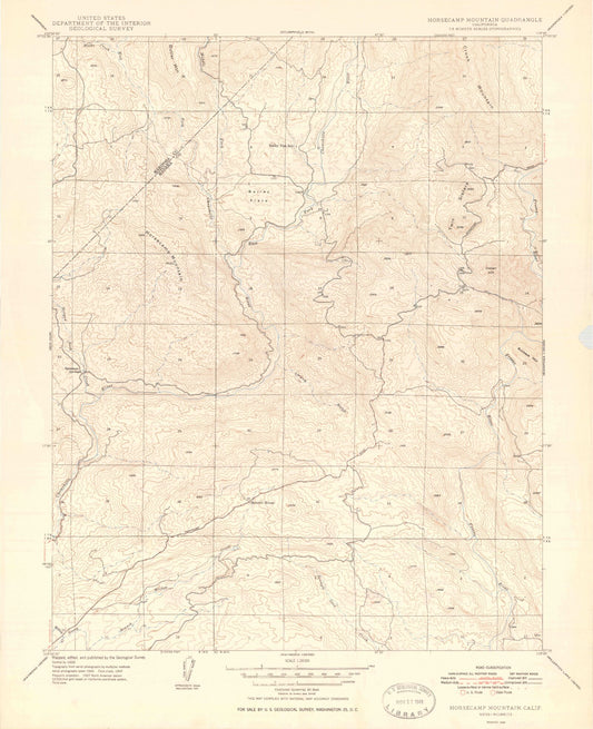 Classic USGS Horsecamp Mountain California 7.5'x7.5' Topo Map Image