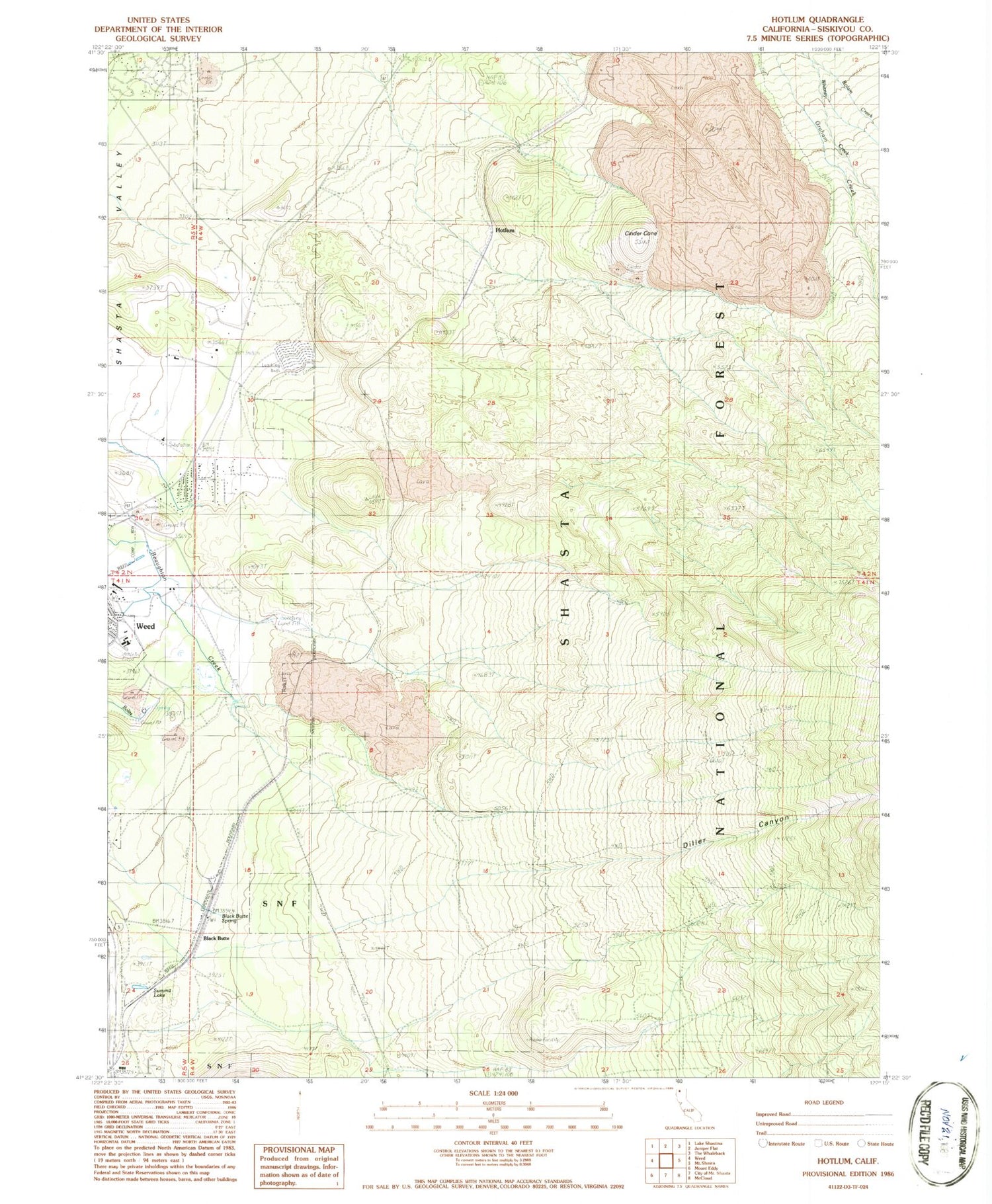 Classic USGS Hotlum California 7.5'x7.5' Topo Map Image