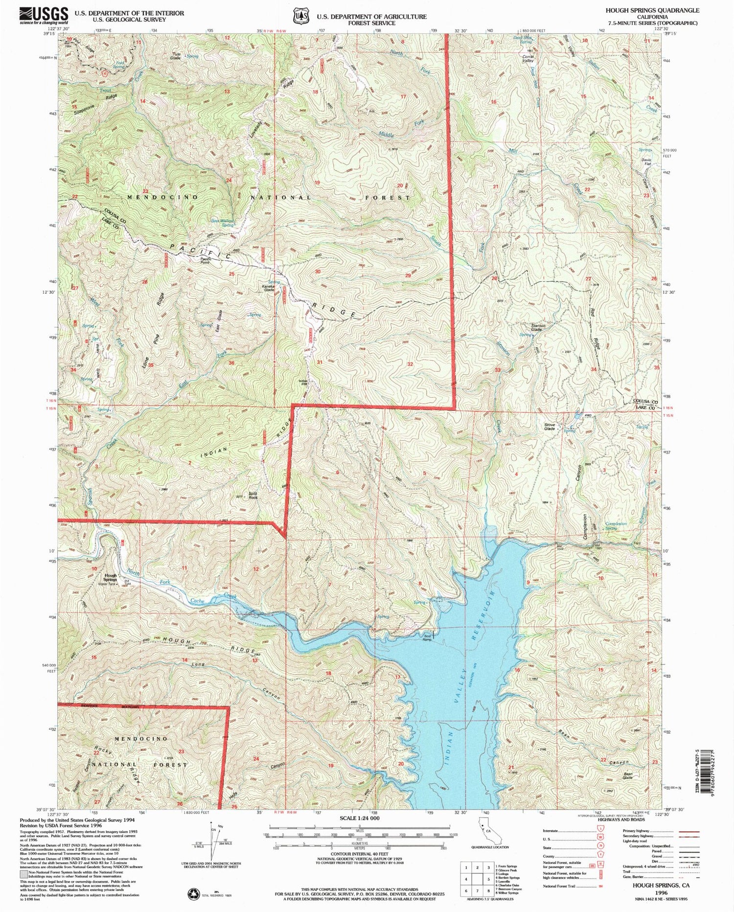 Classic USGS Hough Springs California 7.5'x7.5' Topo Map Image