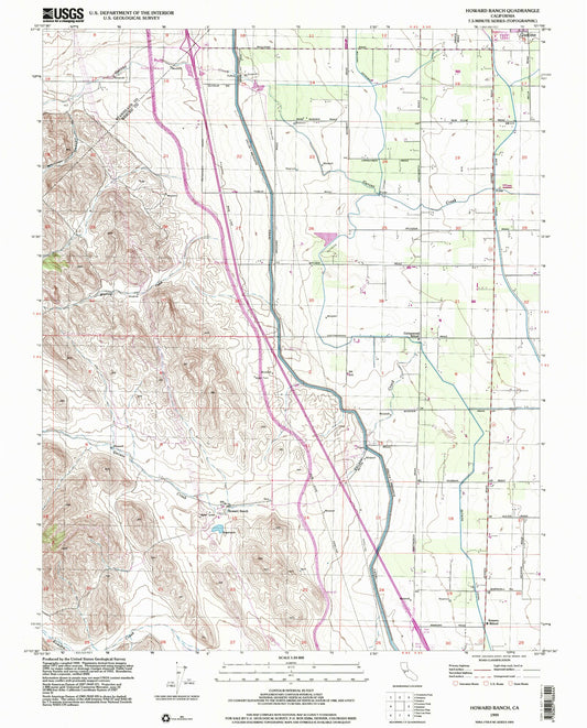 Classic USGS Howard Ranch California 7.5'x7.5' Topo Map Image