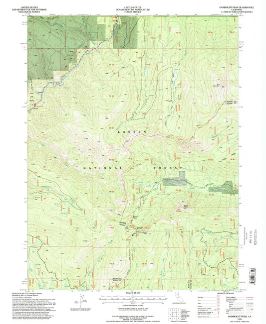 Classic USGS Humboldt Peak California 7.5'x7.5' Topo Map Image