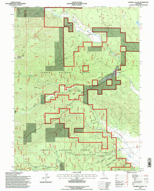 Classic USGS Humbug Valley California 7.5'x7.5' Topo Map Image