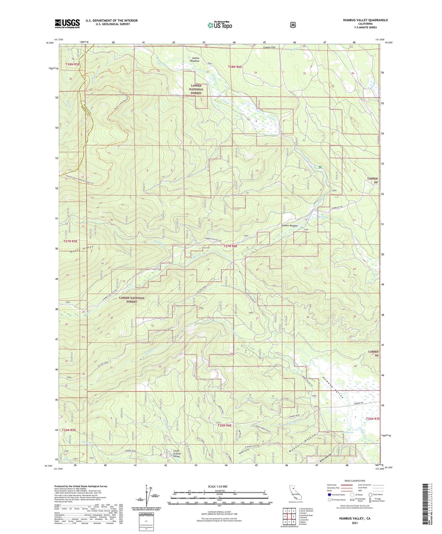 Humbug Valley California US Topo Map Image