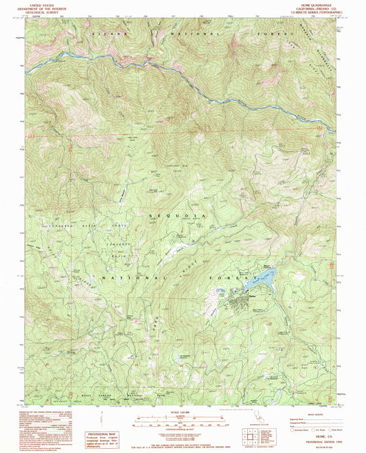 Classic USGS Hume California 7.5'x7.5' Topo Map Image