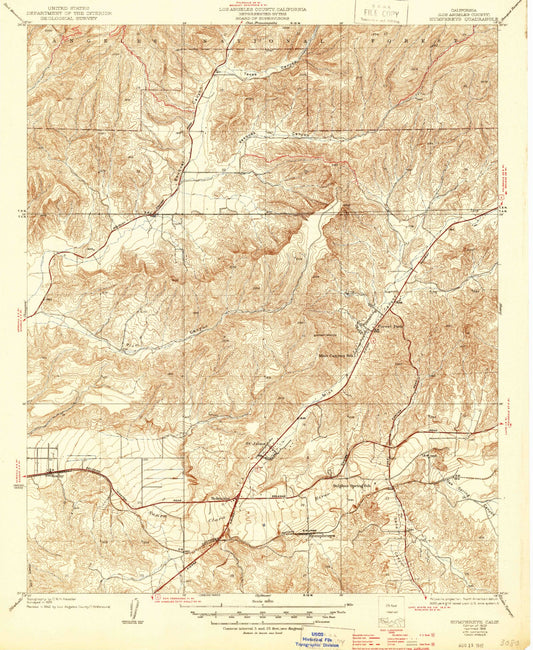 Classic USGS Humphreys California 7.5'x7.5' Topo Map Image