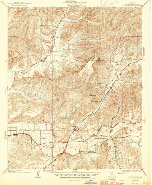 Classic USGS Humphreys California 7.5'x7.5' Topo Map Image