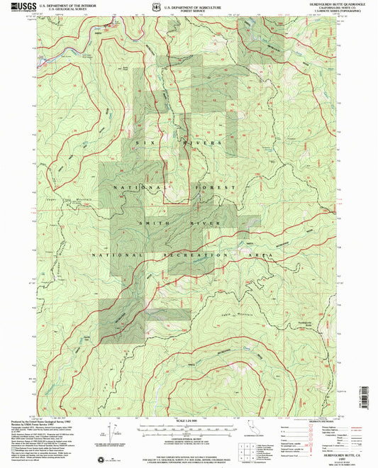 Classic USGS Hurdygurdy Butte California 7.5'x7.5' Topo Map Image