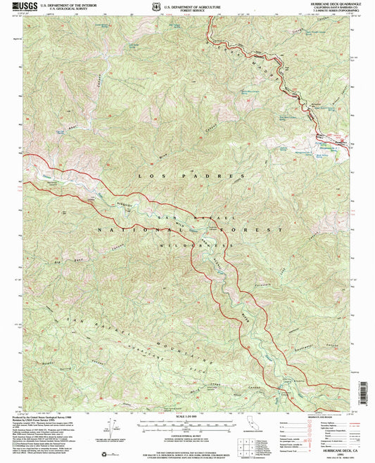 Classic USGS Hurricane Deck California 7.5'x7.5' Topo Map Image