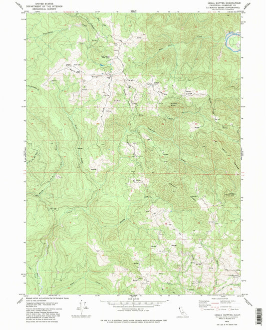 Classic USGS Iaqua Buttes California 7.5'x7.5' Topo Map Image