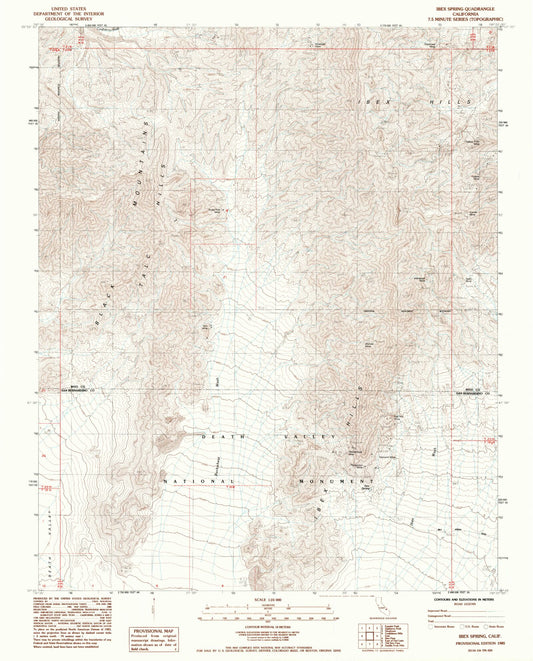 Classic USGS Ibex Spring California 7.5'x7.5' Topo Map Image