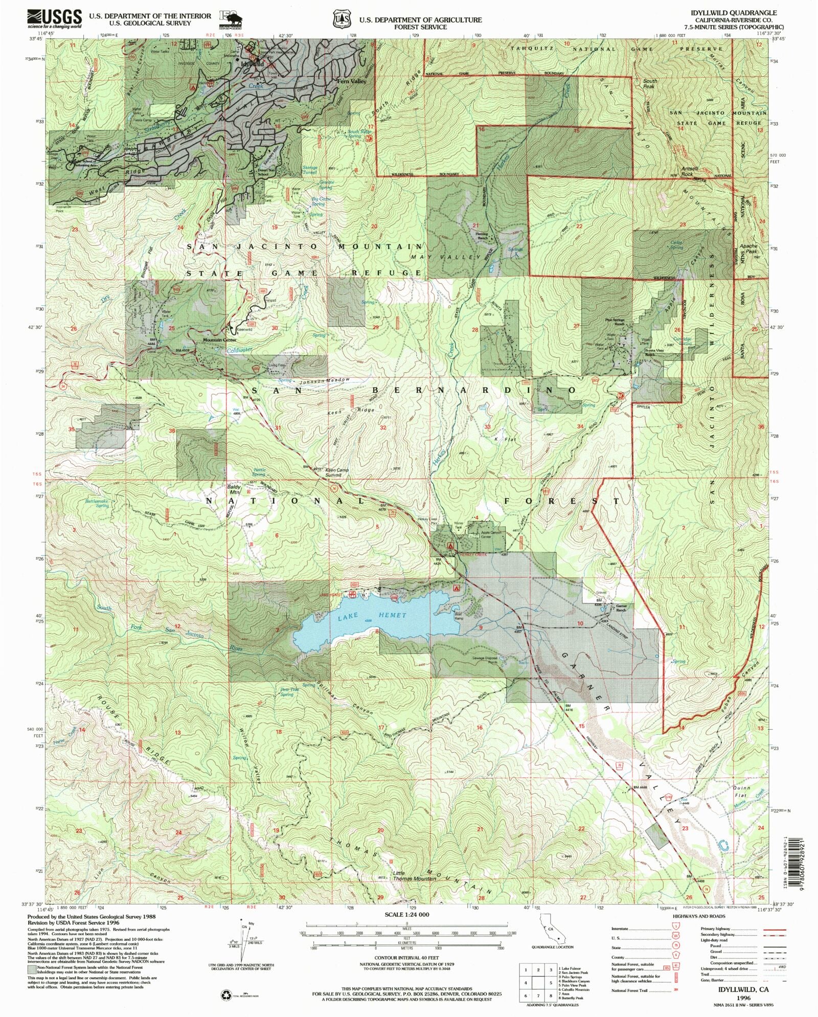 Classic USGS Idyllwild California 7.5'x7.5' Topo Map – MyTopo Map Store