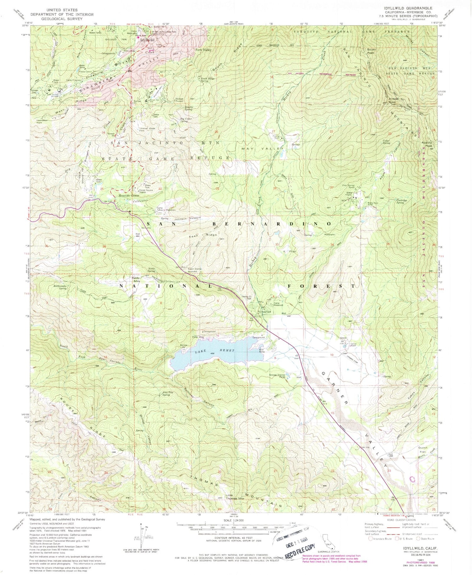 Classic USGS Idyllwild California 7.5'x7.5' Topo Map – MyTopo Map Store