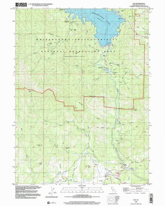 Classic USGS Igo California 7.5'x7.5' Topo Map Image