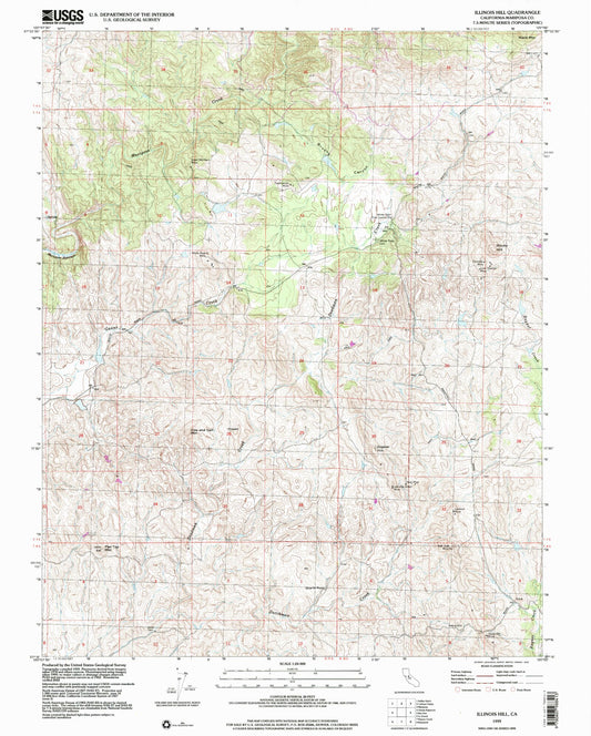 Classic USGS Illinois Hill California 7.5'x7.5' Topo Map Image