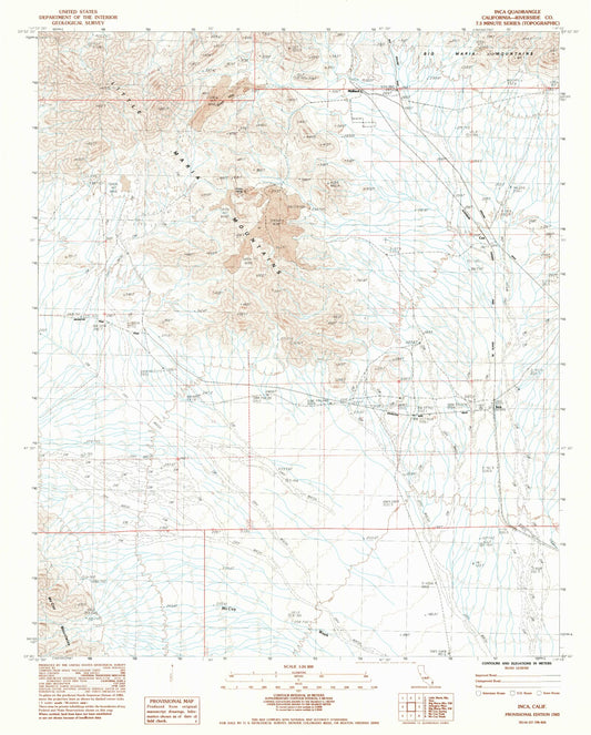 Classic USGS Inca California 7.5'x7.5' Topo Map Image