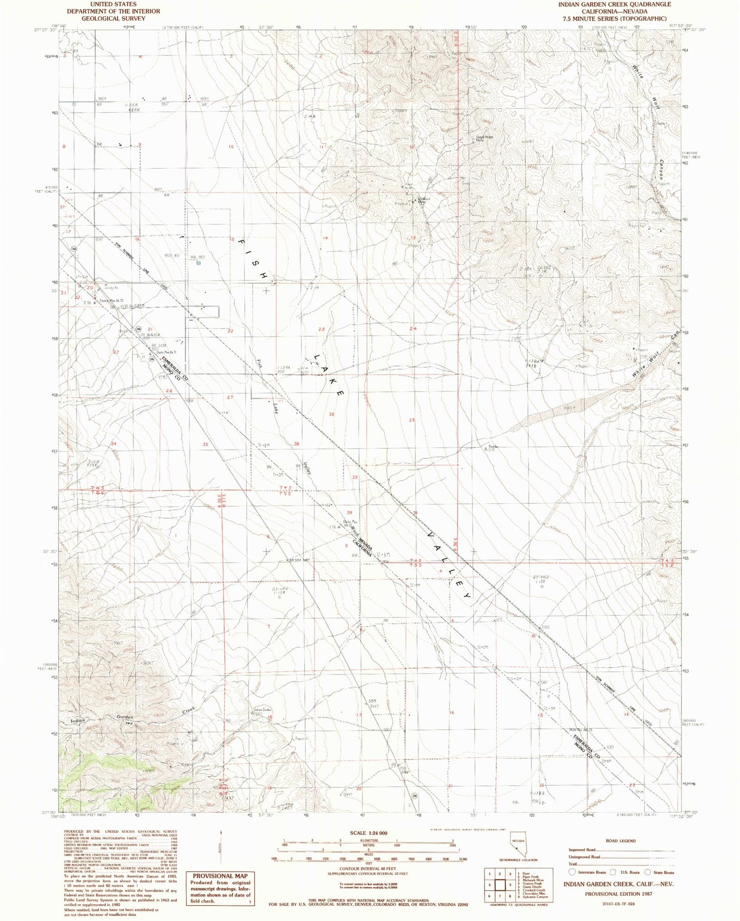 Classic USGS Indian Garden Creek California 7.5'x7.5' Topo Map Image