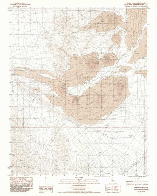 Classic USGS Indian Spring California 7.5'x7.5' Topo Map Image