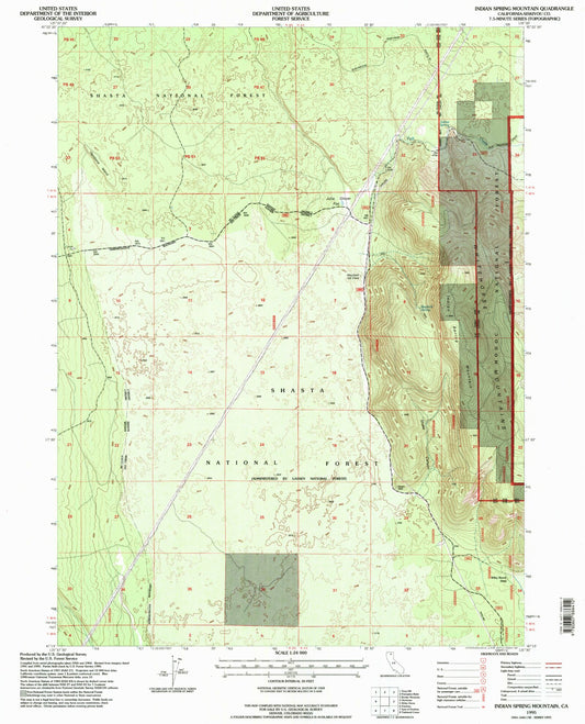 Classic USGS Indian Spring Mountain California 7.5'x7.5' Topo Map Image