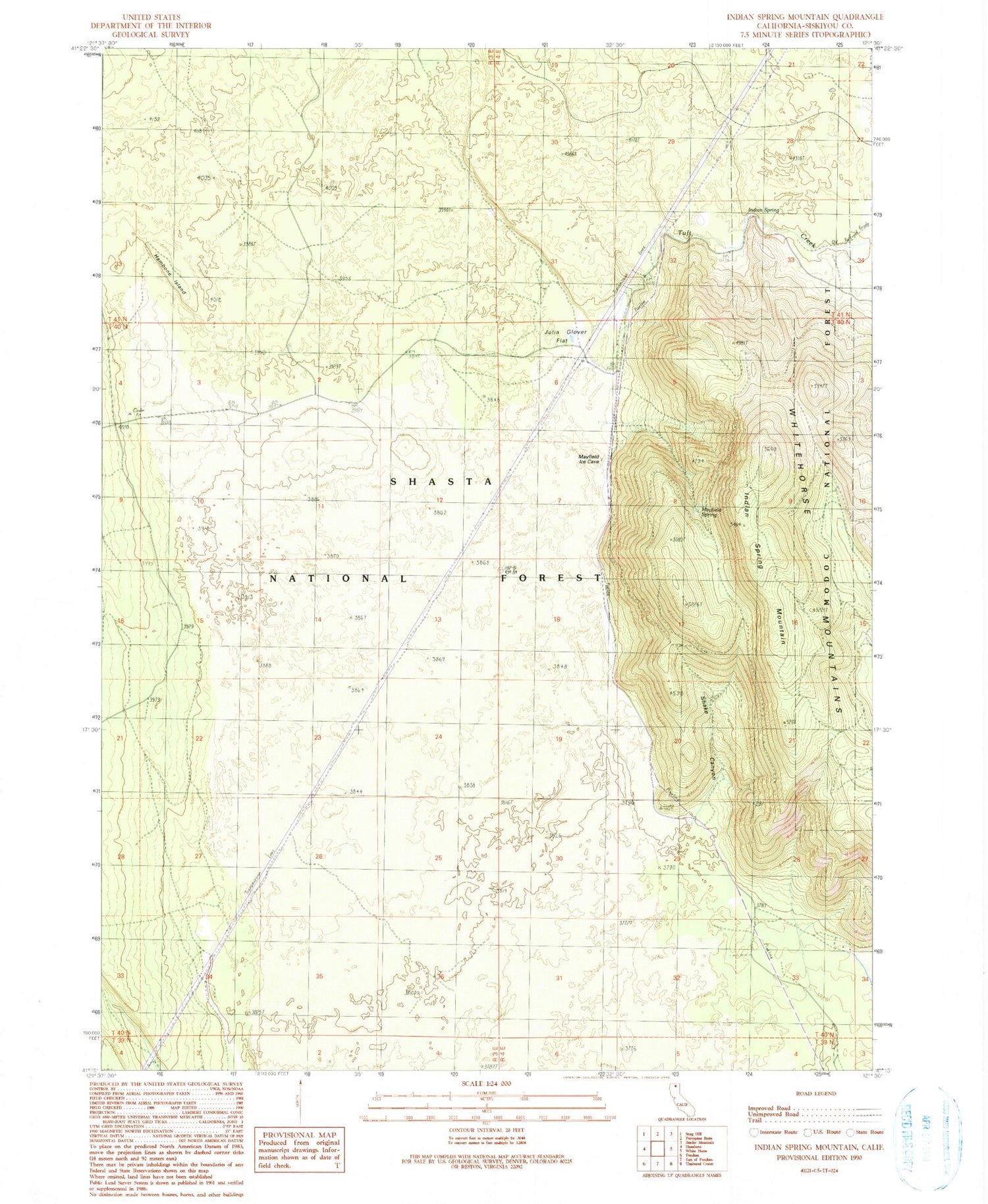 Classic USGS Indian Spring Mountain California 7.5'x7.5' Topo Map Image