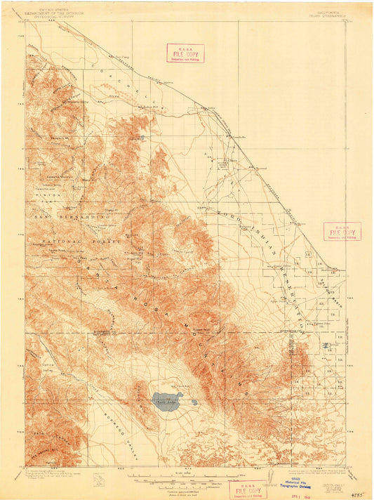 Historic 1904 Indio California 30'x30' Topo Map Image