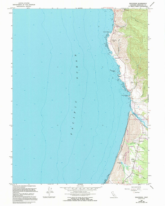 Classic USGS Inglenook California 7.5'x7.5' Topo Map Image
