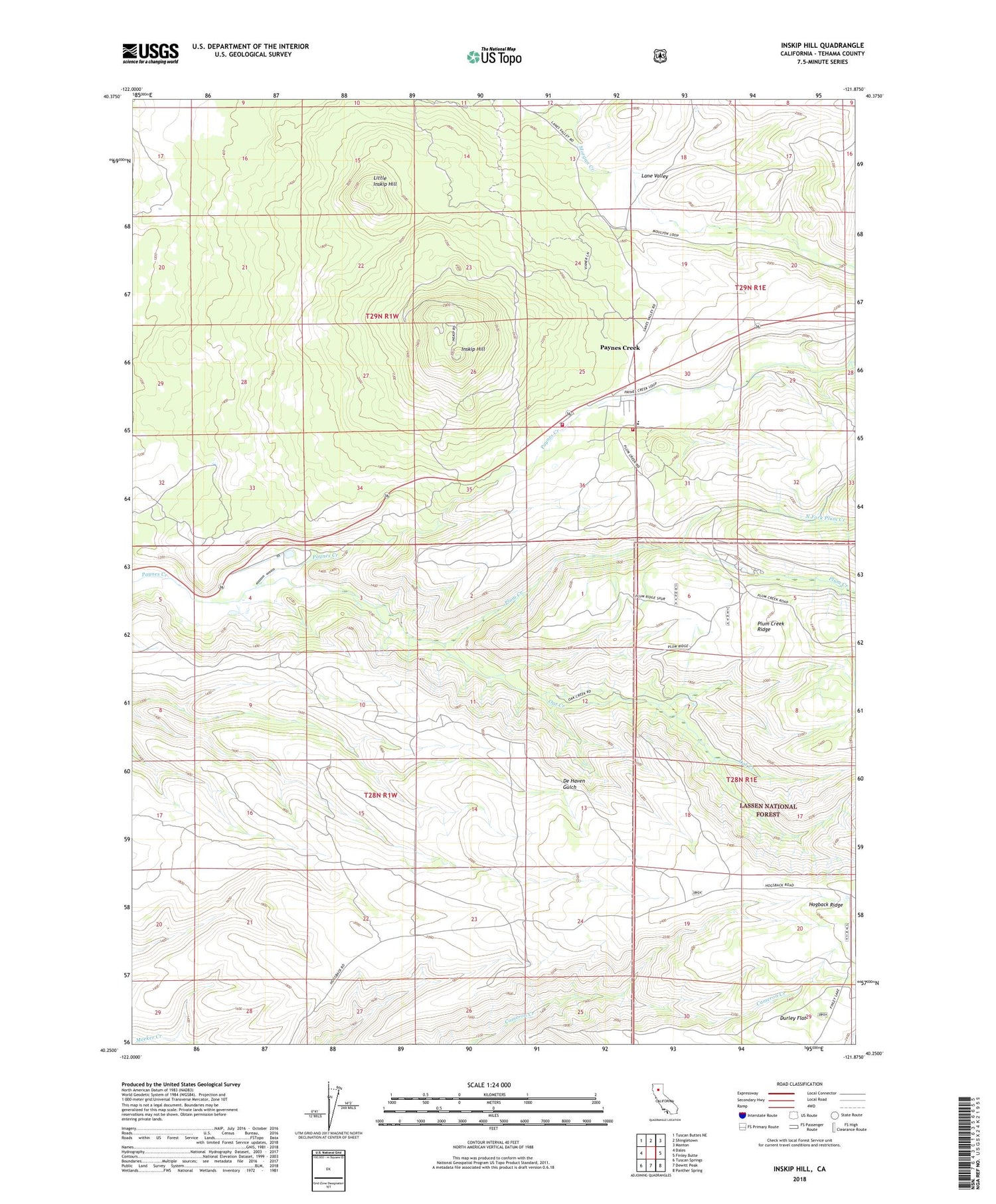 Inskip Hill California US Topo Map Image