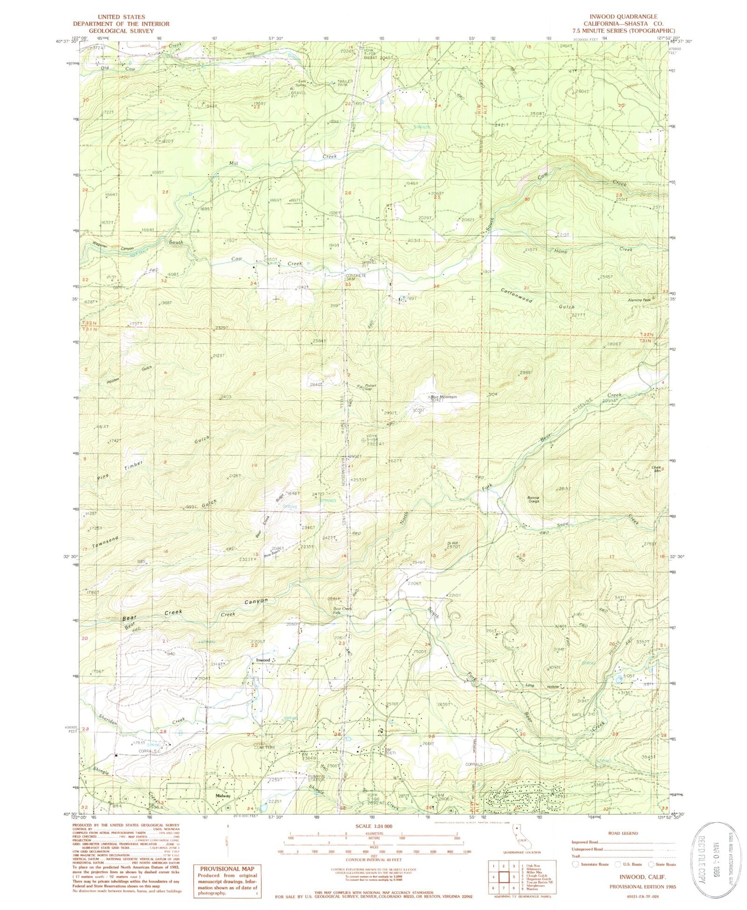Classic USGS Inwood California 7.5'x7.5' Topo Map Image