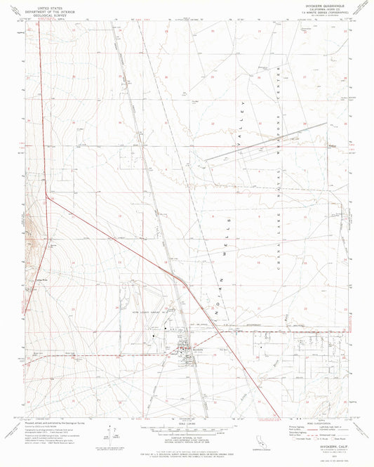 Classic USGS Inyokern California 7.5'x7.5' Topo Map Image