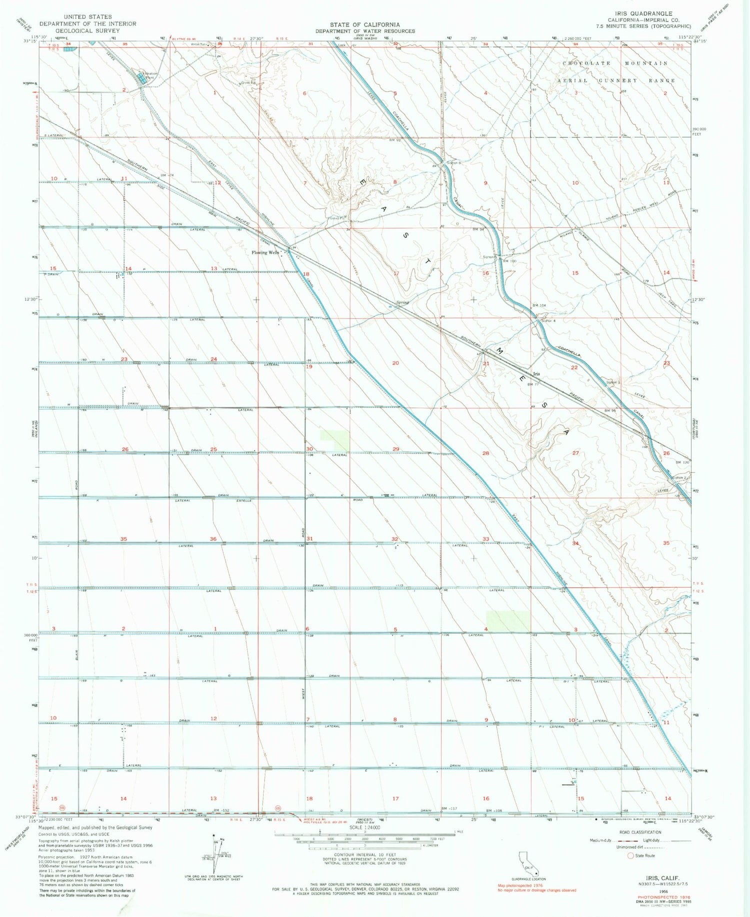 Classic USGS Iris California 7.5'x7.5' Topo Map Image