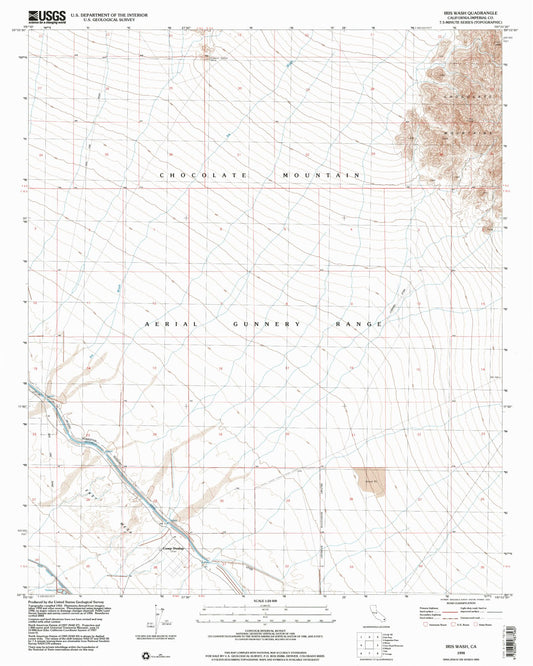 Classic USGS Iris Wash California 7.5'x7.5' Topo Map Image