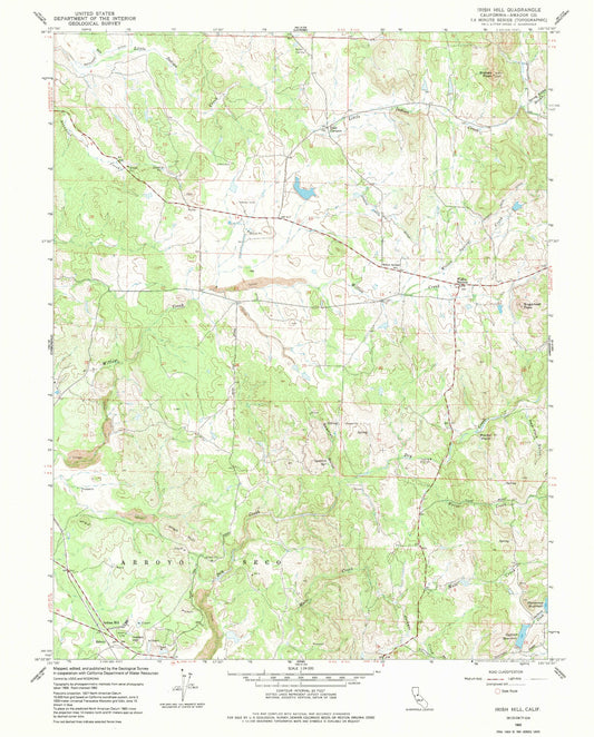 Classic USGS Irish Hill California 7.5'x7.5' Topo Map Image