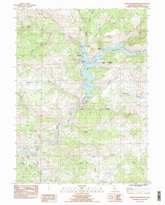 Classic USGS Iron Gate Reservoir California 7.5'x7.5' Topo Map Image