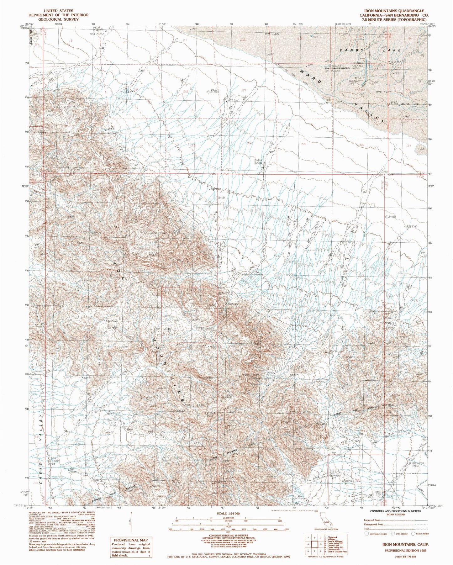 Classic USGS Iron Mountains California 7.5'x7.5' Topo Map Image